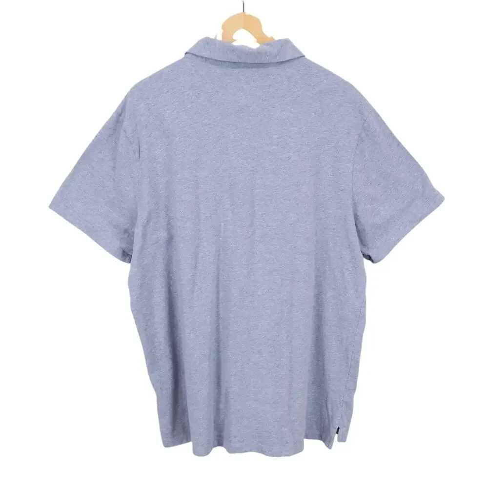 J.Crew Men's Classic Sueded Cotton Polo Shirt Heathered Blue Size XXL
